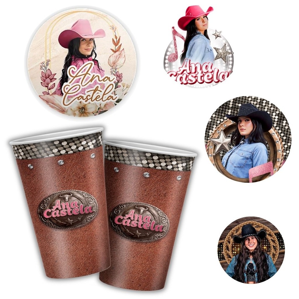 8 COPO PAPEL FESTA  ANA CASTELA  180ML REGINA em Oferta na Shopee