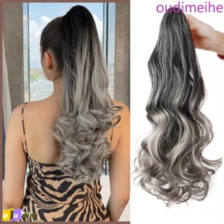 OUDIMEIHE Rabo De Cavalo Com Peruca Gradiente Cinza , Longo Ondulado E Fofo , Resistente Ao Calor Falso em Oferta na Shopee