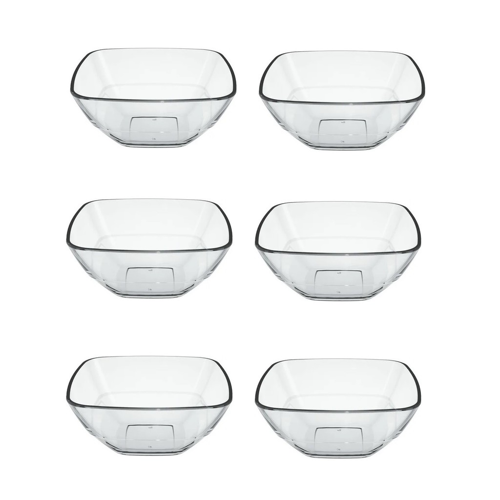 Kit 6 Saladeira Bowl Tigela Vidro Duralex Quadre 420ml Nadir