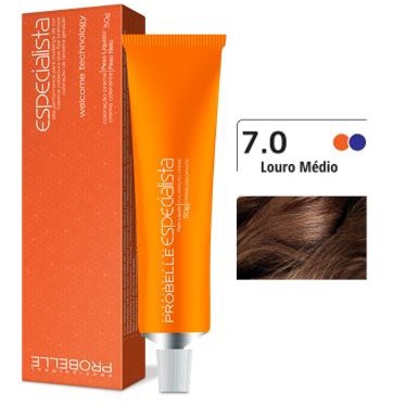 Coloração Especialista Probelle  Louro Medio 7.0  50g em Oferta na Shopee