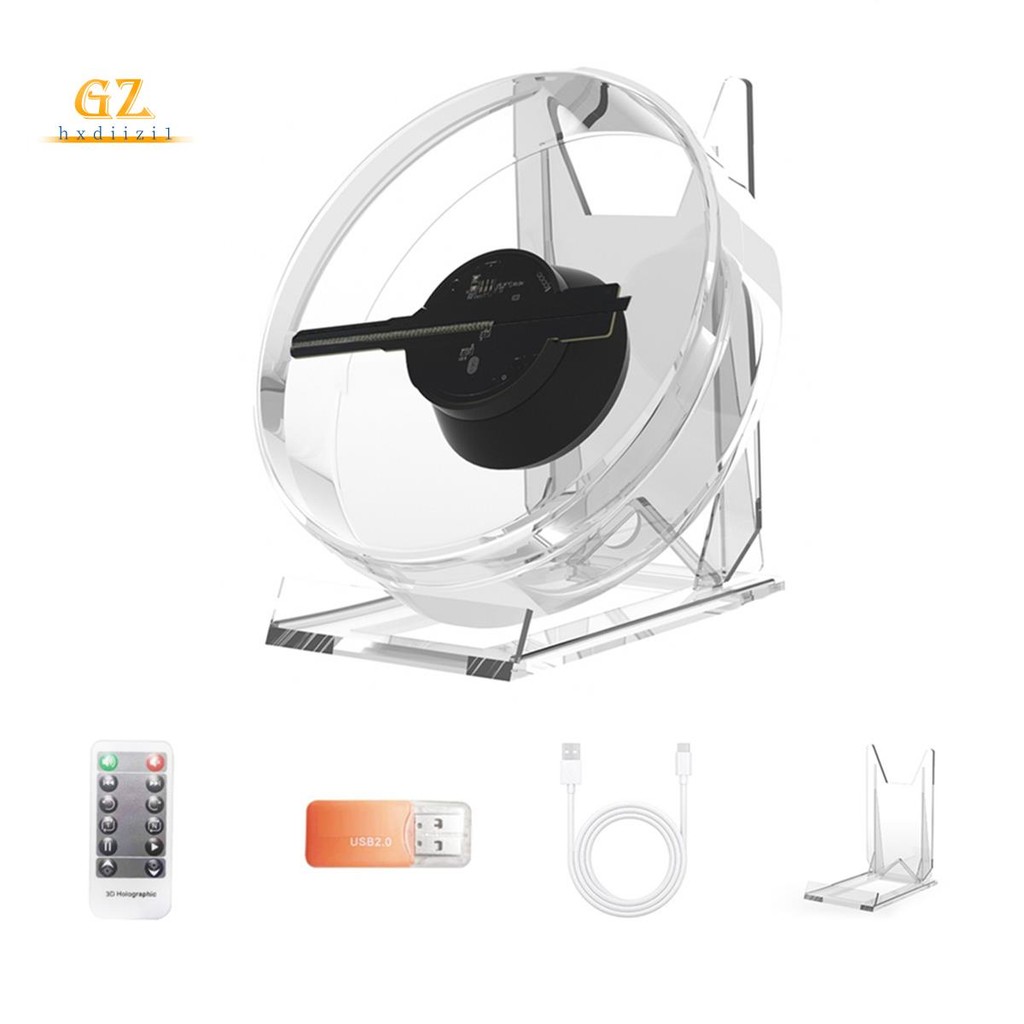 Projetor De Holograma De Luz De Publicidade Holográfica 3D LED Ventilador De Tela De Mesa Com Suporte Para Reprodução De