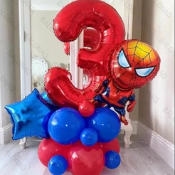 Conjunto De Decoração De Aniversário Do Homem-Aranha , 21 Peças , Balões Laminados Para Festa De Menino E Criança