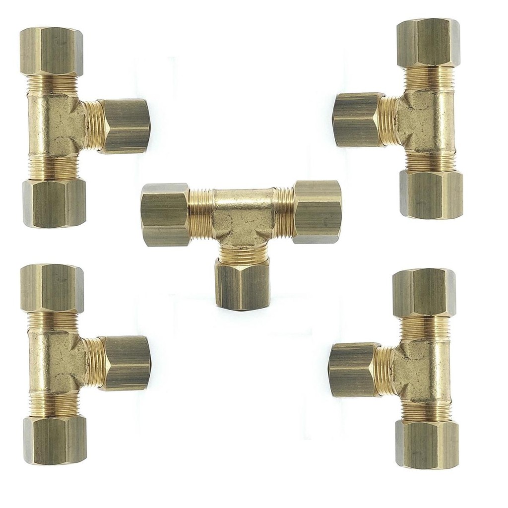 KIT 5 TE TEE LATAO COMPRESSÃO 1/2 ANILHA TUBO COBRE