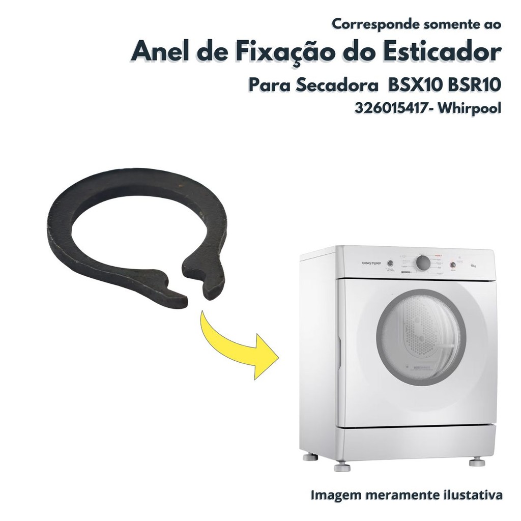 Anel de Fixação da Polia do Esticador Para Secadora Brastemp Original BSI10 BSX10 Whirpool  326015417