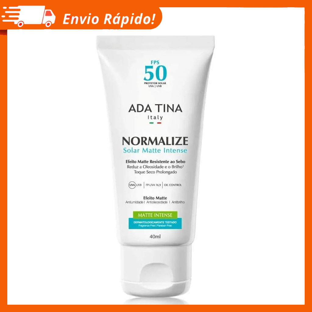 Protetor Solar Ada Tina Normalize Matte Intense FPS 50 UVA UVB - 40ml