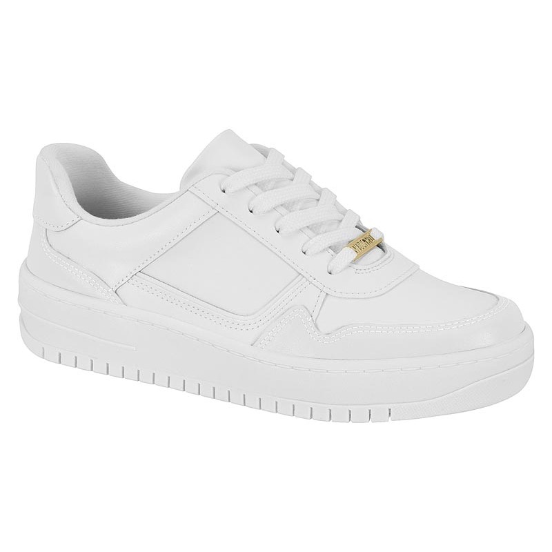 Tenis Feminino Vizzano Flatform Cadarço Casual Com Recortes Branco