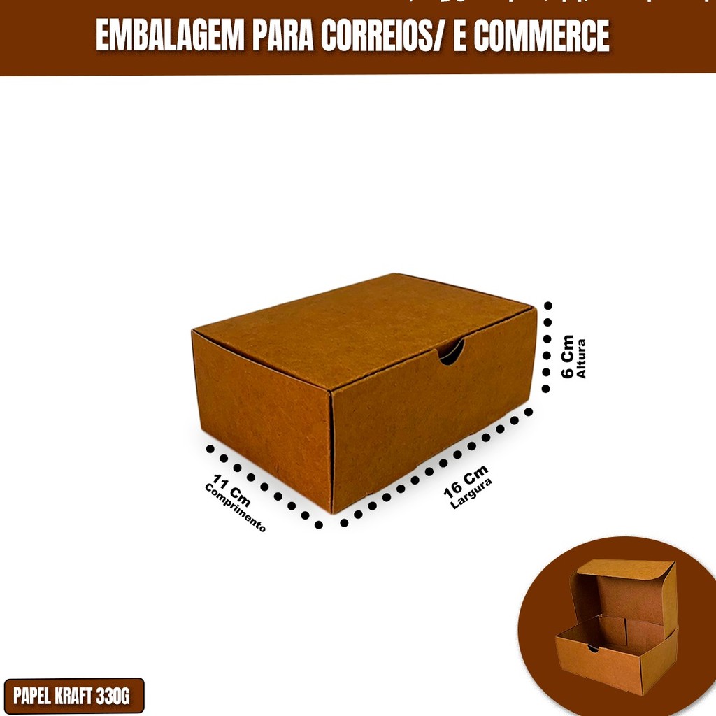 Caixa Correios 16x11x6,5cm | Embalagem Papelão para Envios | Pacote 10/20/30 Unidades em Oferta na Shopee