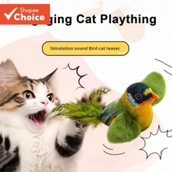 Brinquedo De Gato De Pássaro De Pelúcia Realista Com Som De Chilrp Simulação Interativa Pet Play Pena Teaser Para Cães