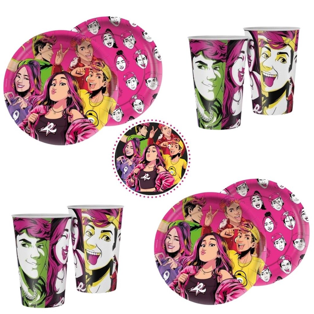 KIT FESTA EMILLY VICK 8 PRATOS + 8 COPOS DESCARTÁVEL 180 ML PAPEL - REGINA em Oferta na Shopee