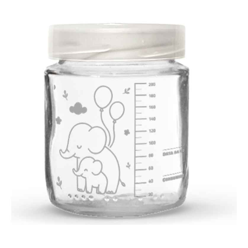 Kit 04 Potes Para Leite Materno C/ Graduação 200ml Elefante