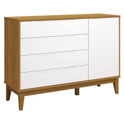 Cômoda Com Porta Classic Elfe Branco Acetinado Savana Amadeirado - Reller