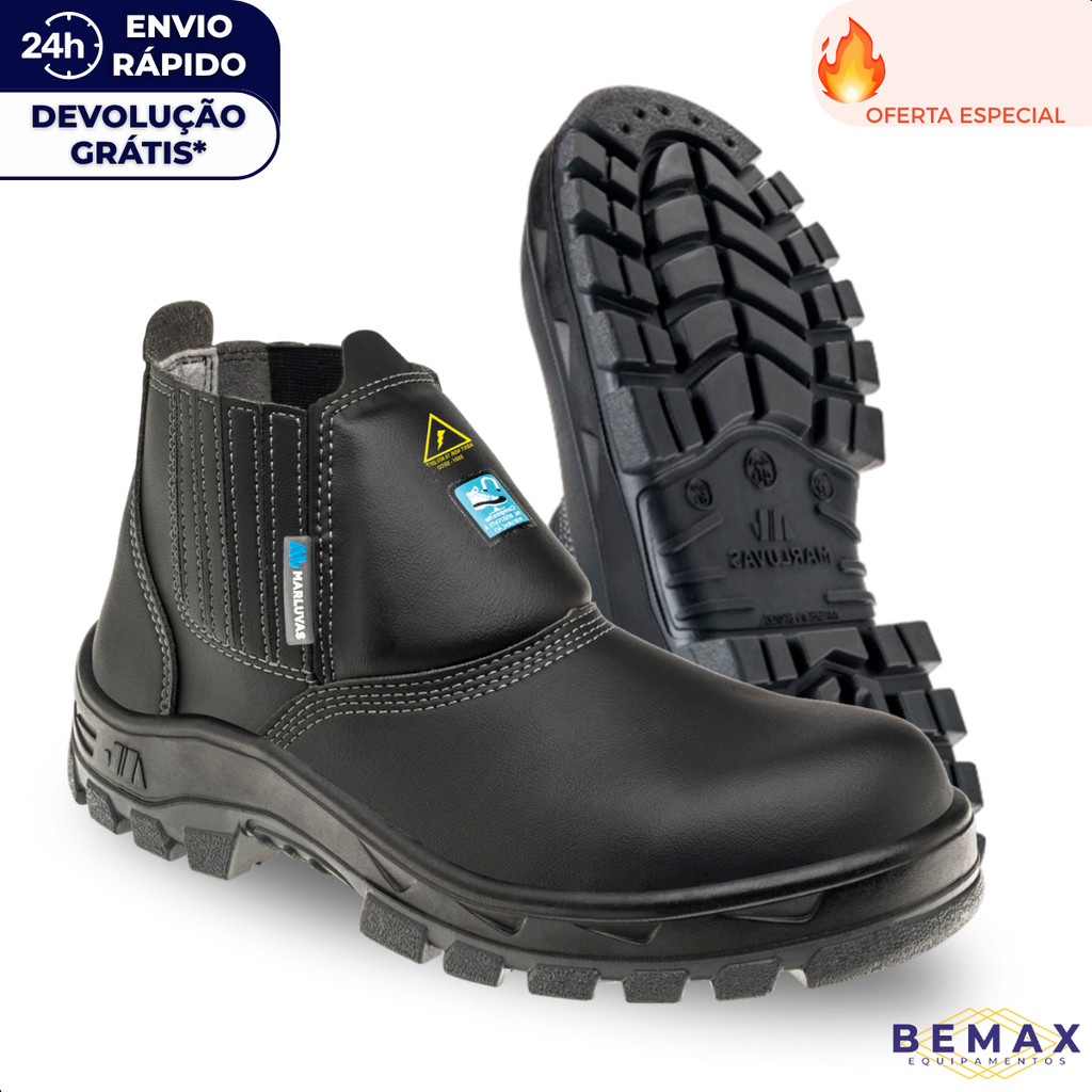 Botina de Segurança Eletricista NR10 Bico Composite Bota Marluvas Antiperfuro CA 34549