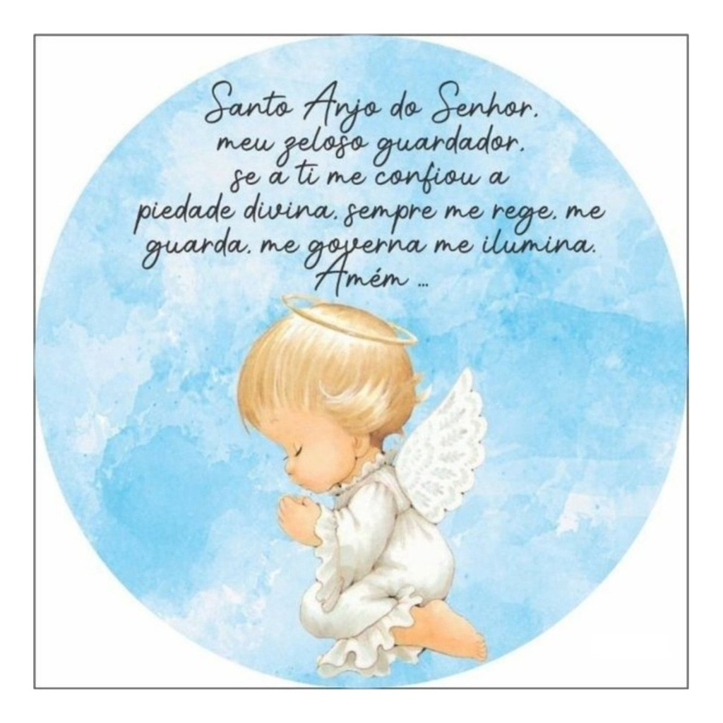 Decoração Religiosa Capa Para Mini Painel Redondo Veste Fácil Meu Batizado Tema Anjinho