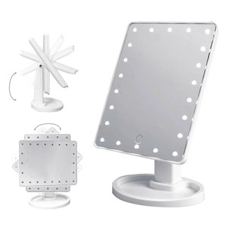 Espelho 16 Leds De Mesa Maquiagem Rotação Touch Screen Brilhoso Rotação 360º Horizontal e Vertical Portátil