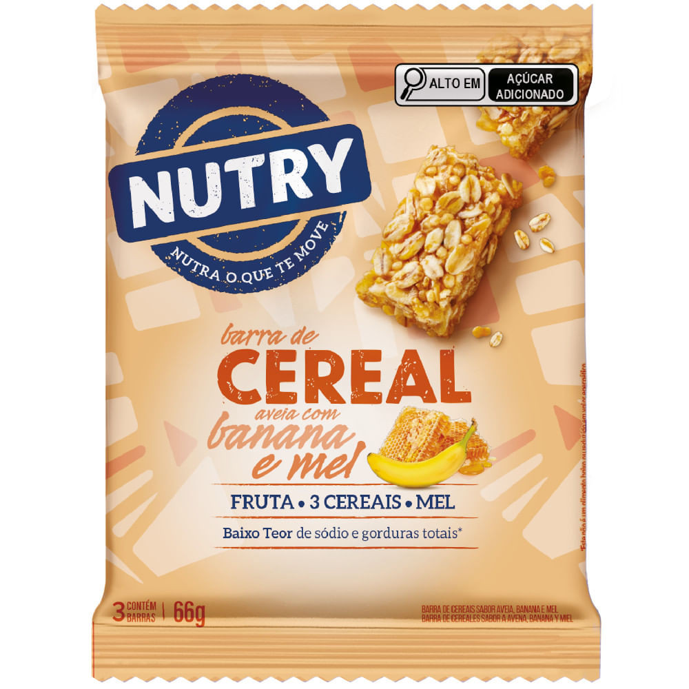 Barra de Cereais Nutry Aveia, Banana e Mel 3 Unidades com 22g Cada - Food & Beverages