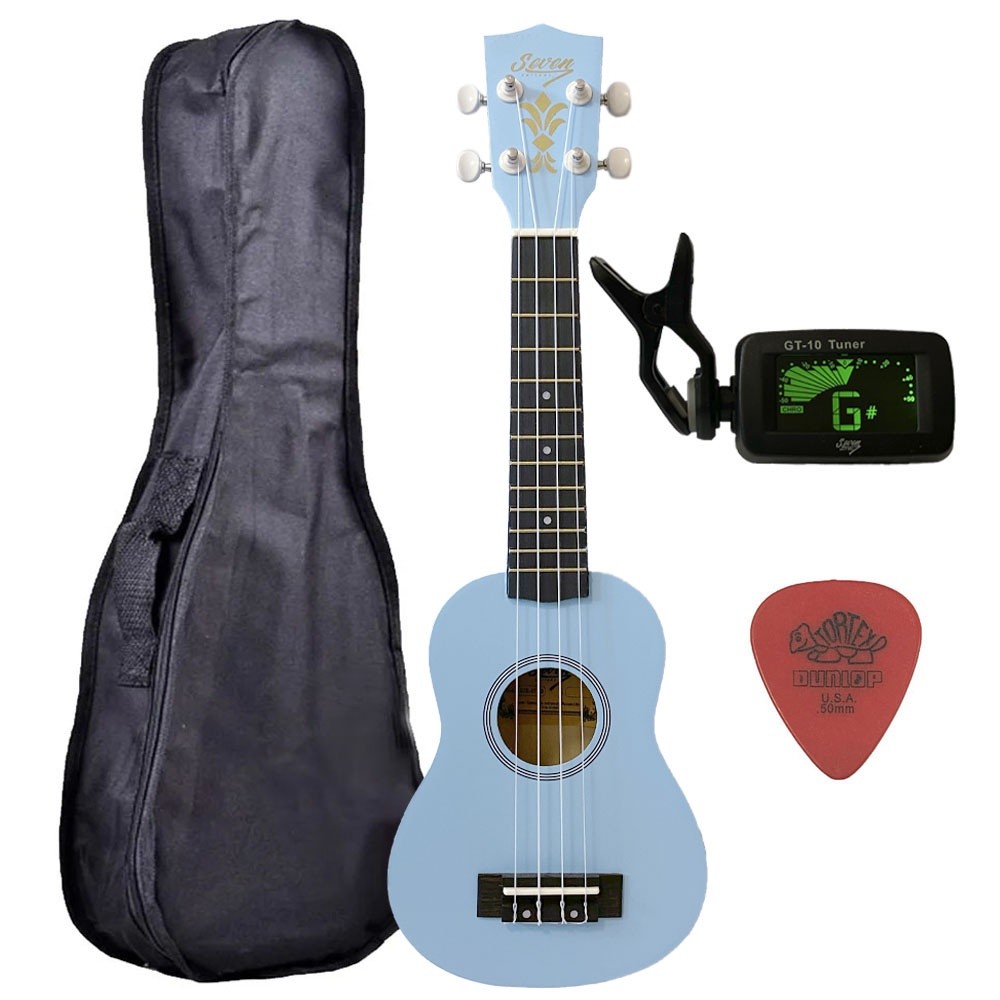 Ukulele Azul Seven Soprano Suk-07 LB + Capa e Afinador em Oferta na Shopee
