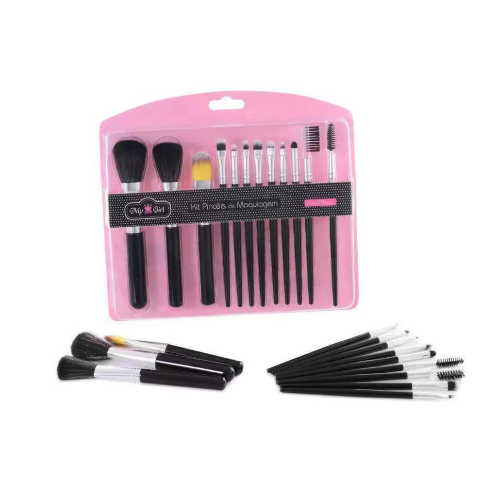 Kit Pincéis Maquiagem 12Peças