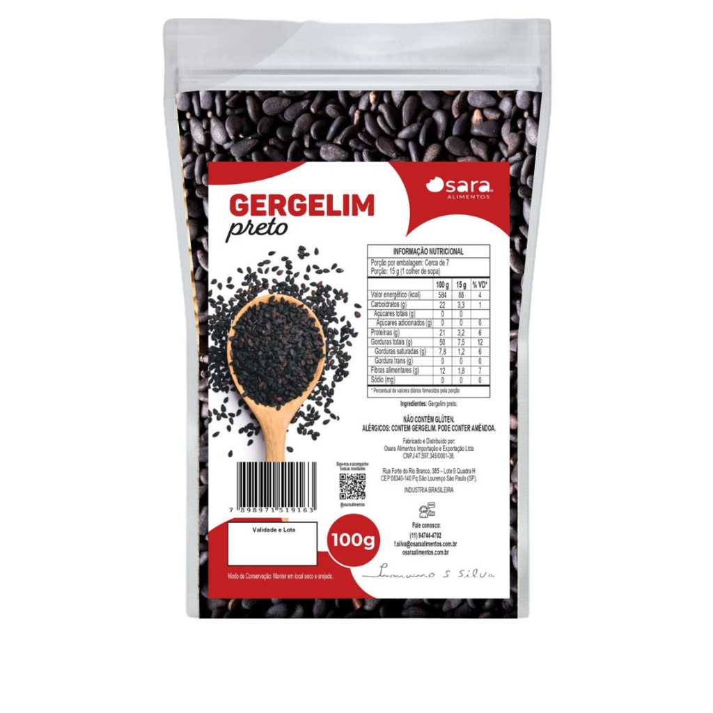 GERGELIM NATURAL PRETO OSARA 100G