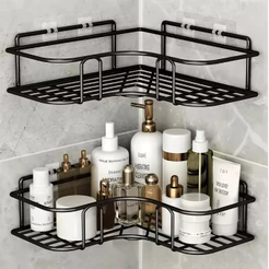 Suporte Organizador De Metal Rack De Parede Banheiro Cozinha Prateleiras Porta Shampoo
