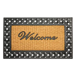 Tapete Entrada Fibra Coco Welcome III Capacho 45x75cm Marrom Preto Edantex
