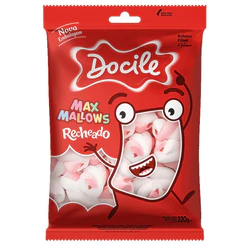 Maxmallows Recheado sabor Morango Twist Rosa e Branco - 220g Docile