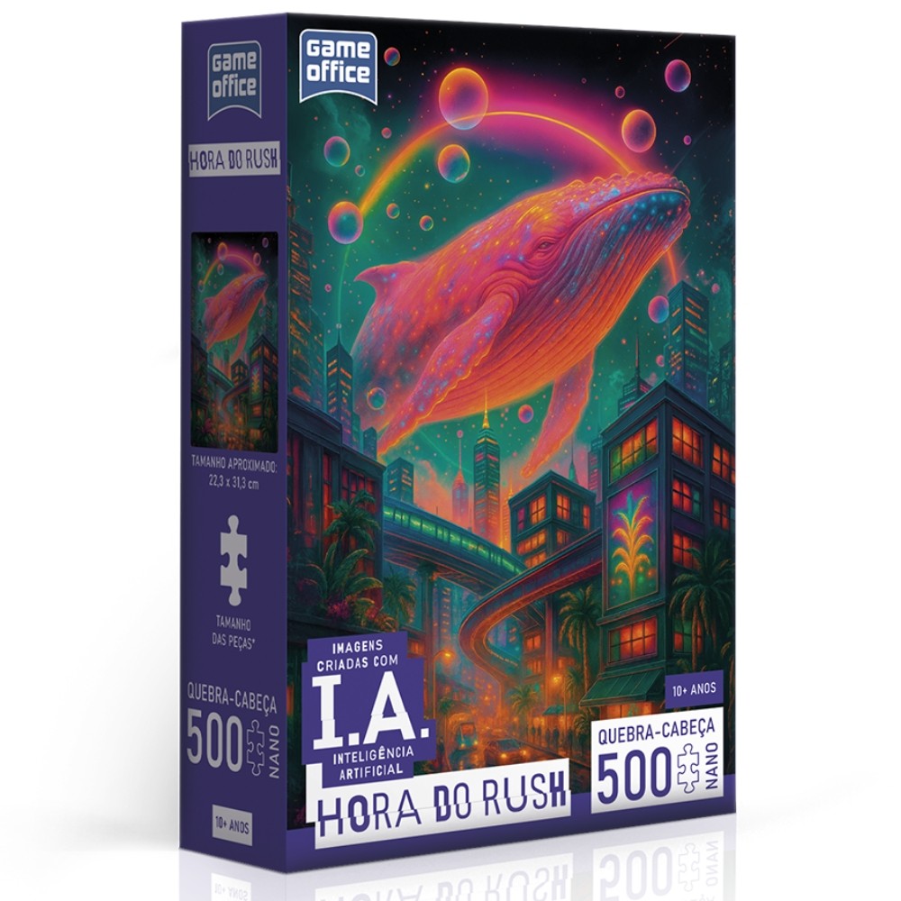 QUEBRA CABEÇA NANO HORA DO RUSH 500 PEÇAS PEQUENAS IA TOYSTER PUZZLE BALEIA COLORIDA CIDADE CARROS em Oferta na Shopee