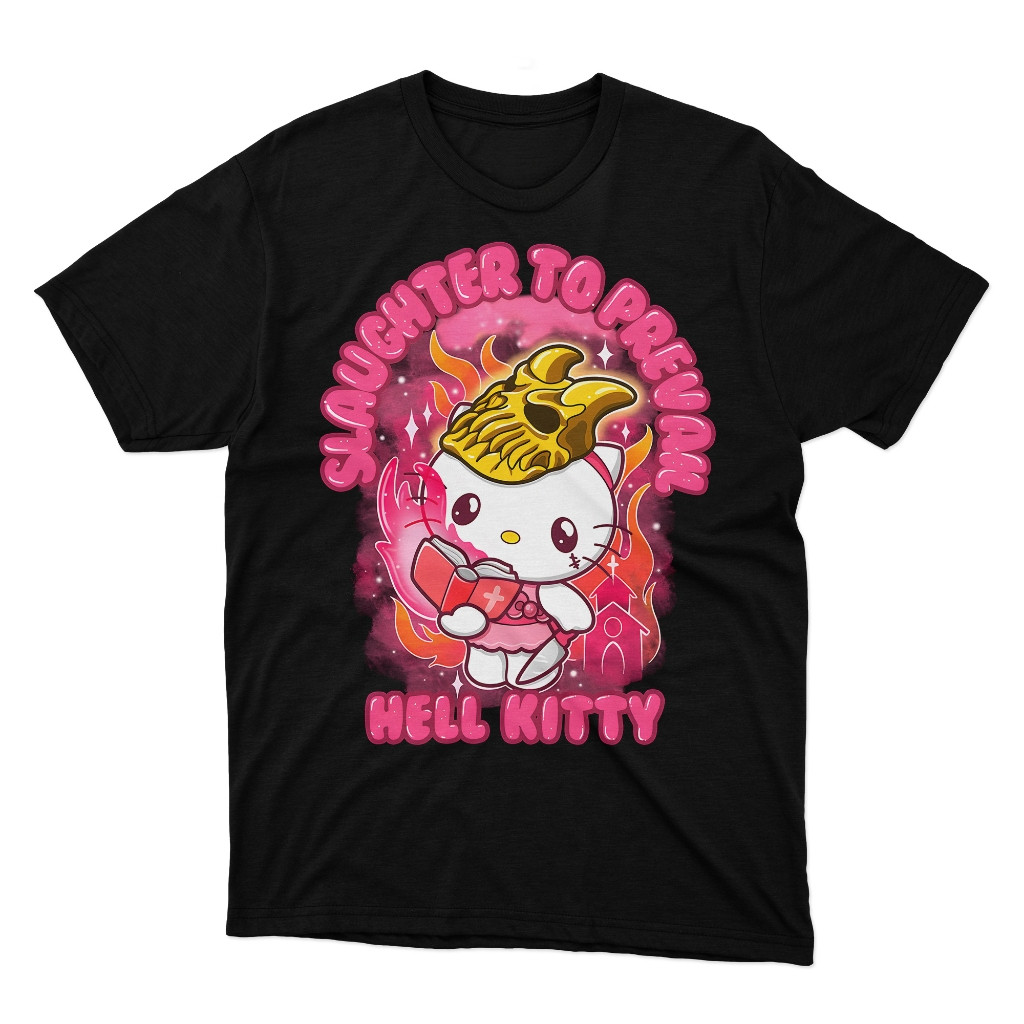 [Camiseta Premium em Algodão Puro]SISI Camiseta Slaughter to Prevail Hell Kitty 100% Algodão