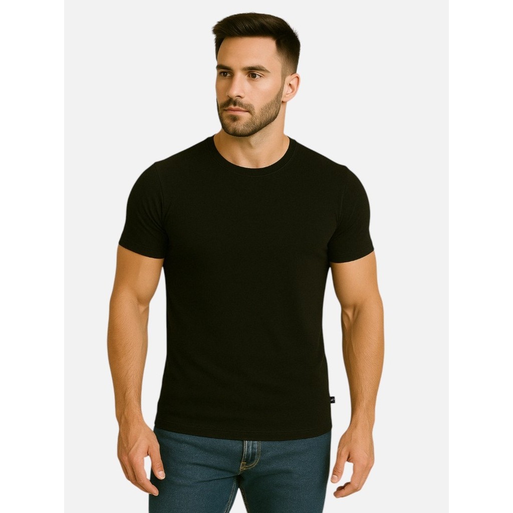 Camiseta Masculina Blusa Malha Fria Não Amassa Viscolycra Camisa Básica Elastano