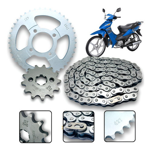 Kit Relacao Traxx 50cc Star 50 Moby 50 Sky 50 Aço 1045 Prateado