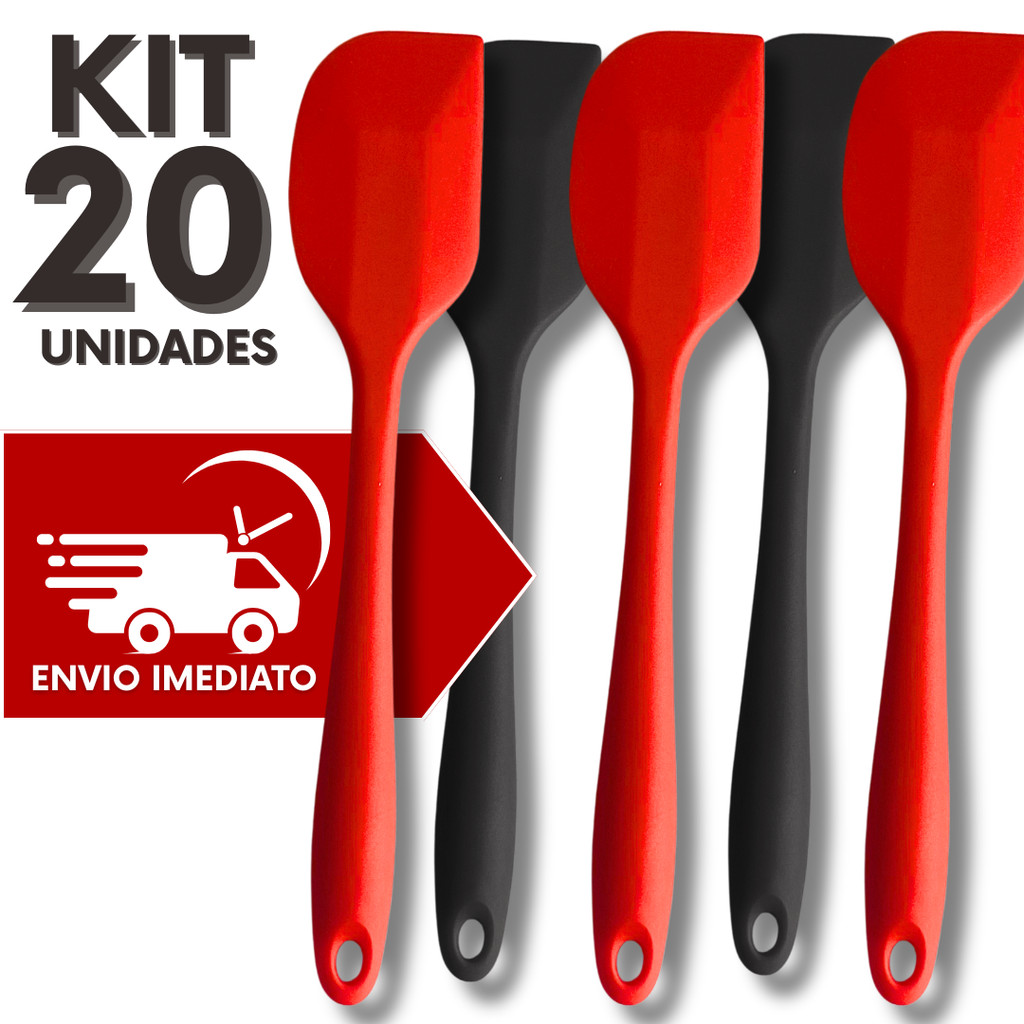 Combo 20 Espatula Pao Duro de Silicone Para Casa Confeitaria Restaurante Cozinha Buffet Preto Duravel