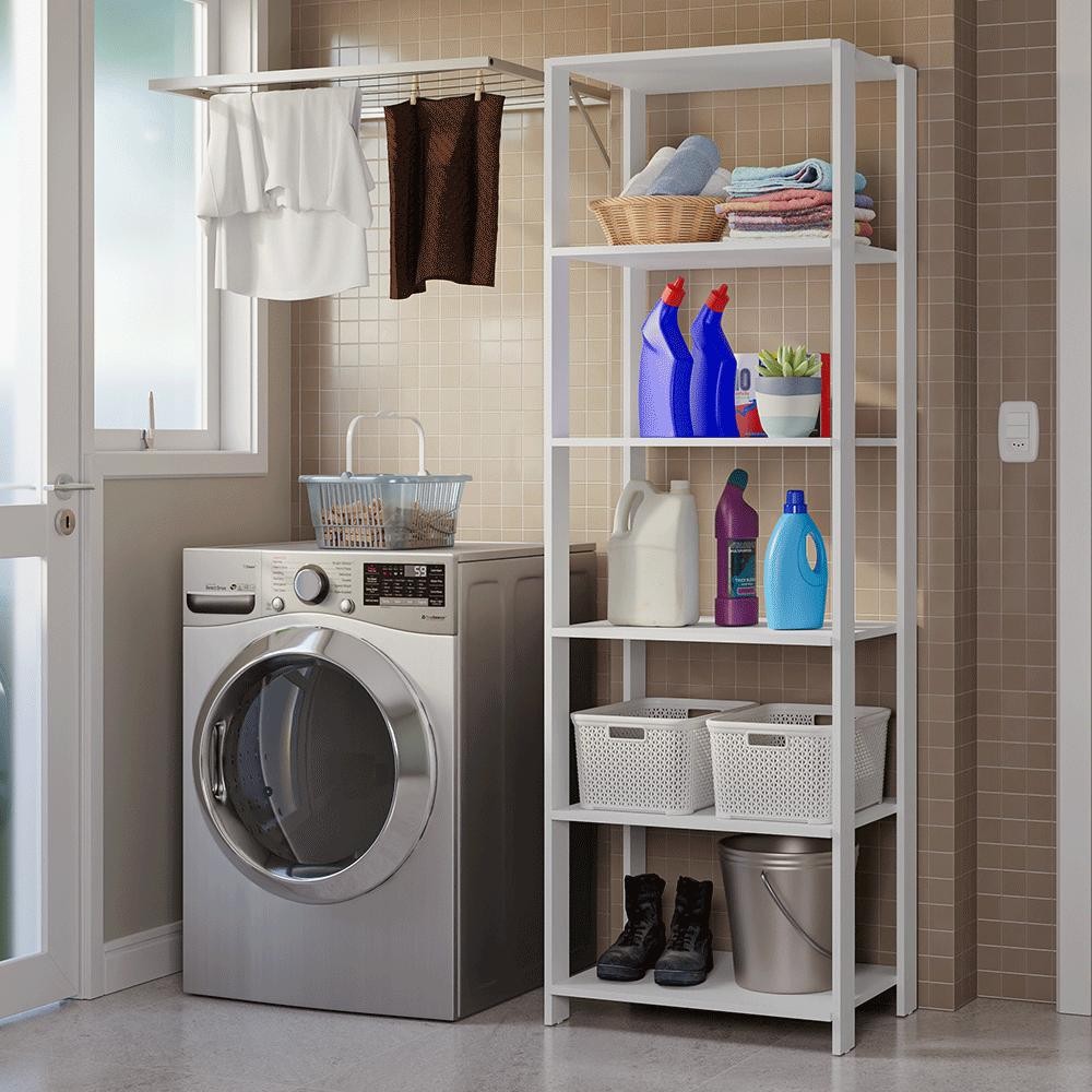 Estante Armário Multiuso para Lavanderia 59cm Branco Madesa em Oferta na Shopee
