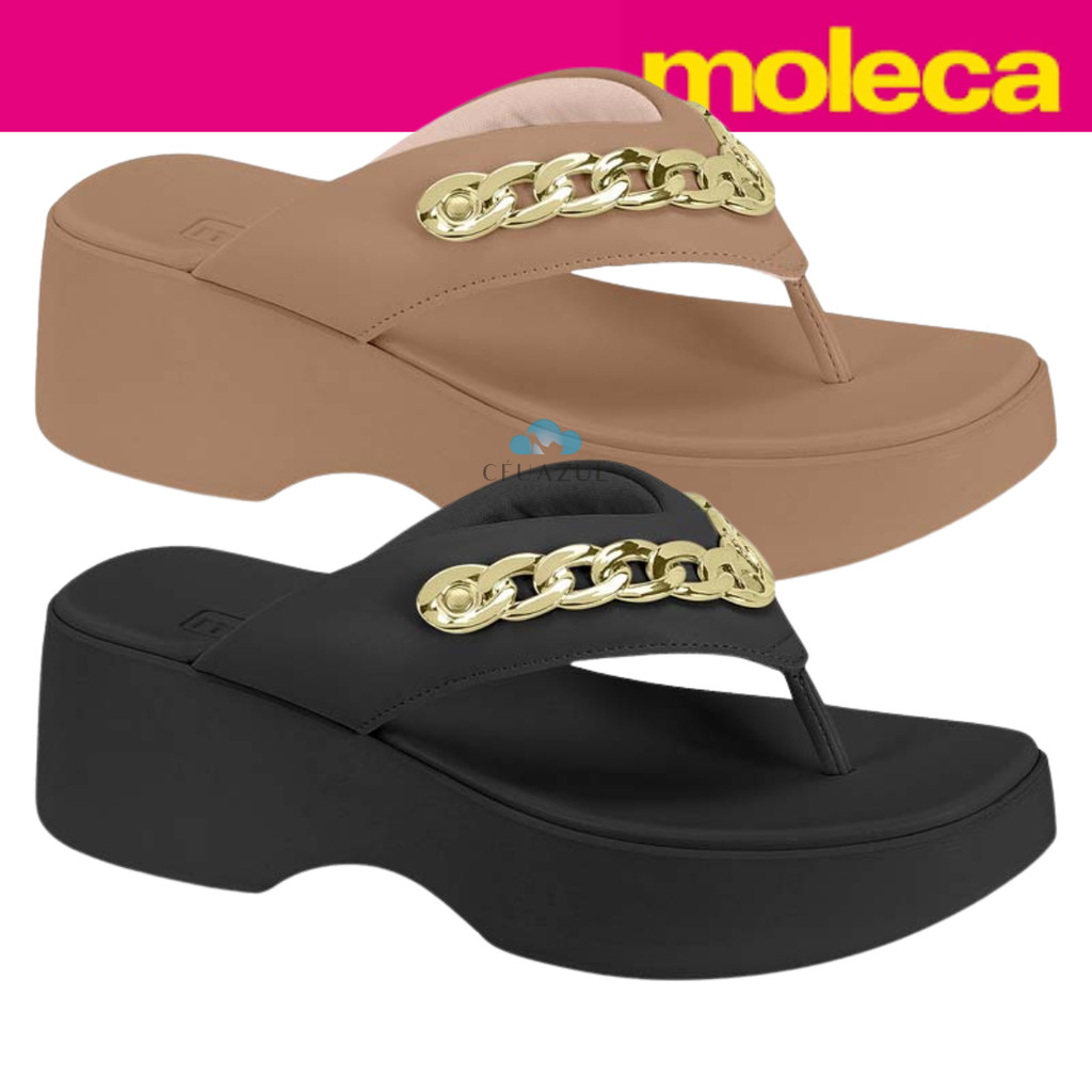 Tamanco Plataforma Moleca Feminino Corrente Dourada Elegância em Oferta na Shopee