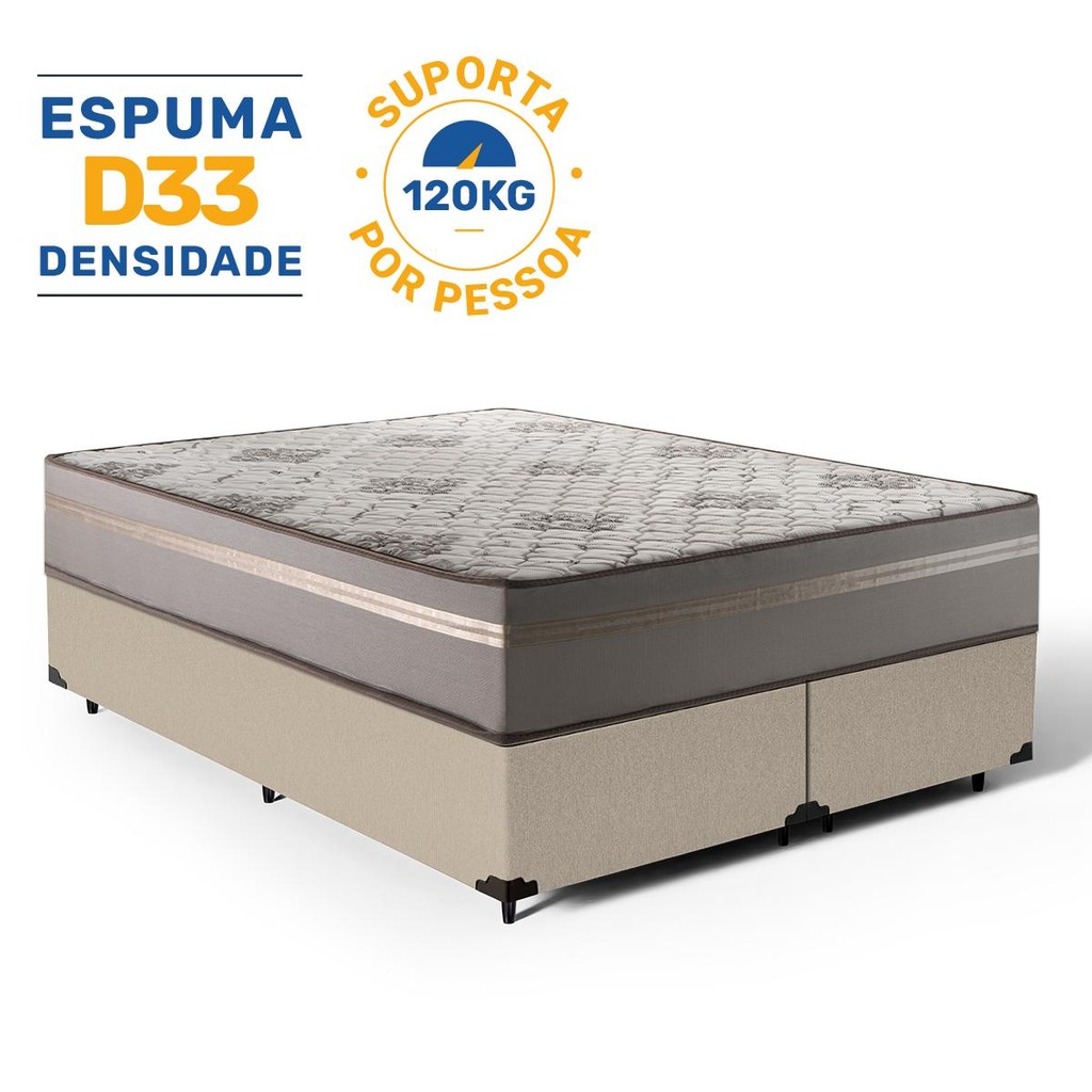 Cama Box com Colchão de Espuma D33 Millenium One Face Queen 158cm em Oferta na Shopee