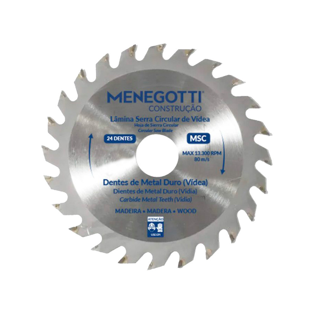 Disco Serra Circular Vídea 4.3/8 Pol (110mm) 24 Dentes MSC Menegotti