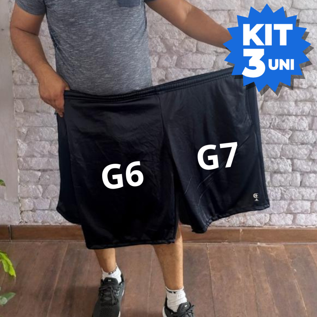 Kit 3 Bermudas Plus Size Masculina G6 G7 Academia Refletiva