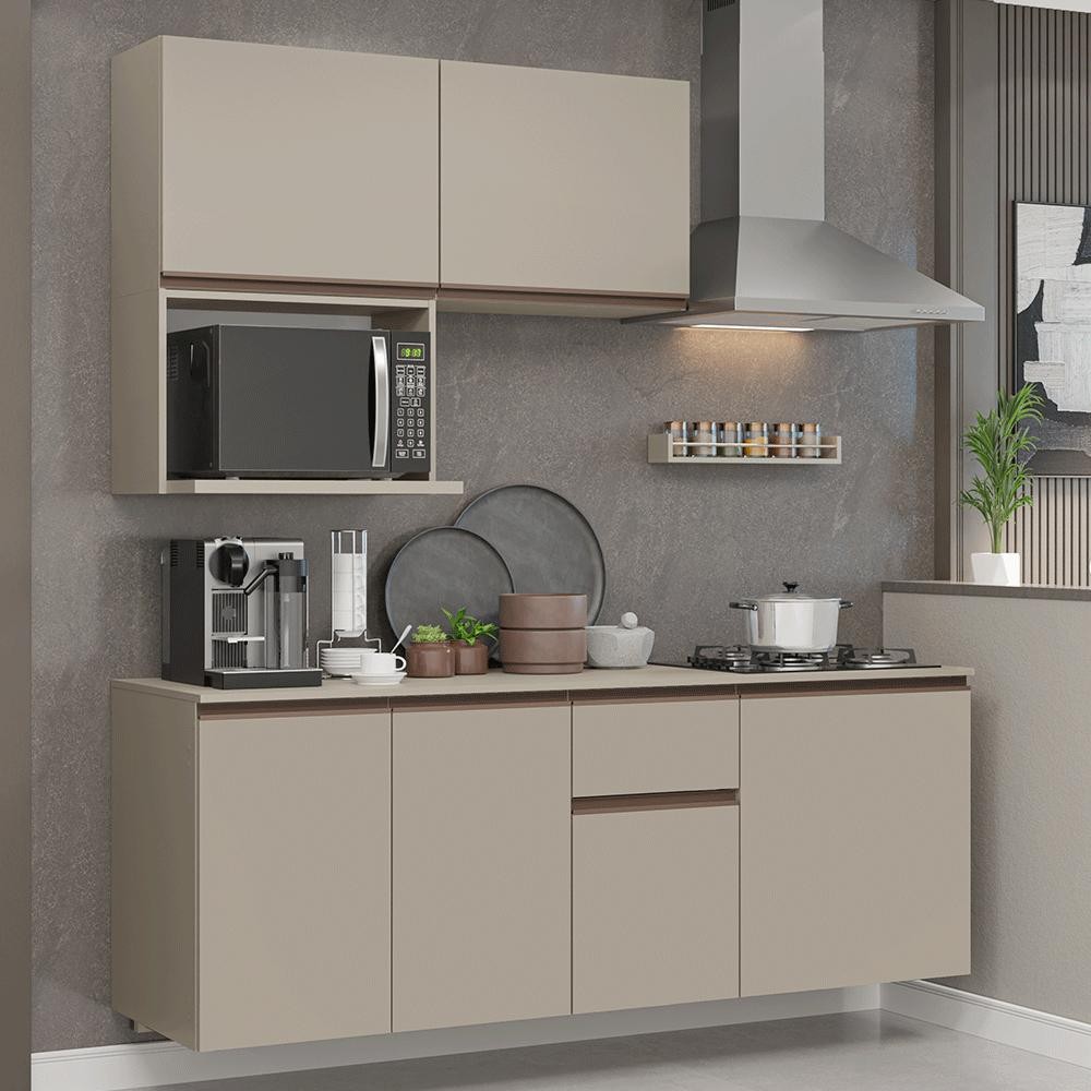 Armário de Cozinha Compacta 180 cm Suspensa Crema Nice Madesa 03 em Oferta na Shopee