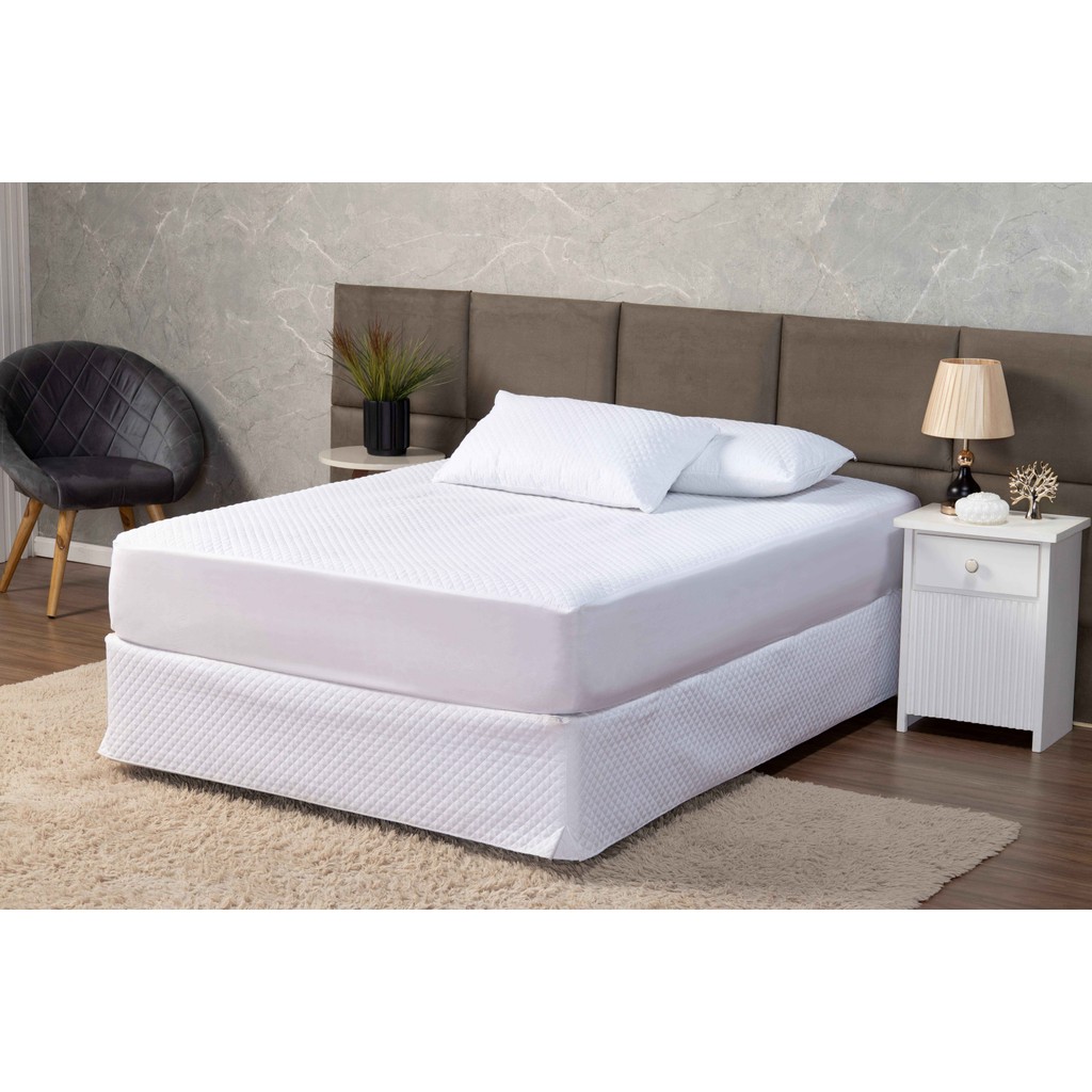 Capa Protetor 100% Impermeável De Colchão Casal Solteiro Queen King  Cama Box e Berço Matelado