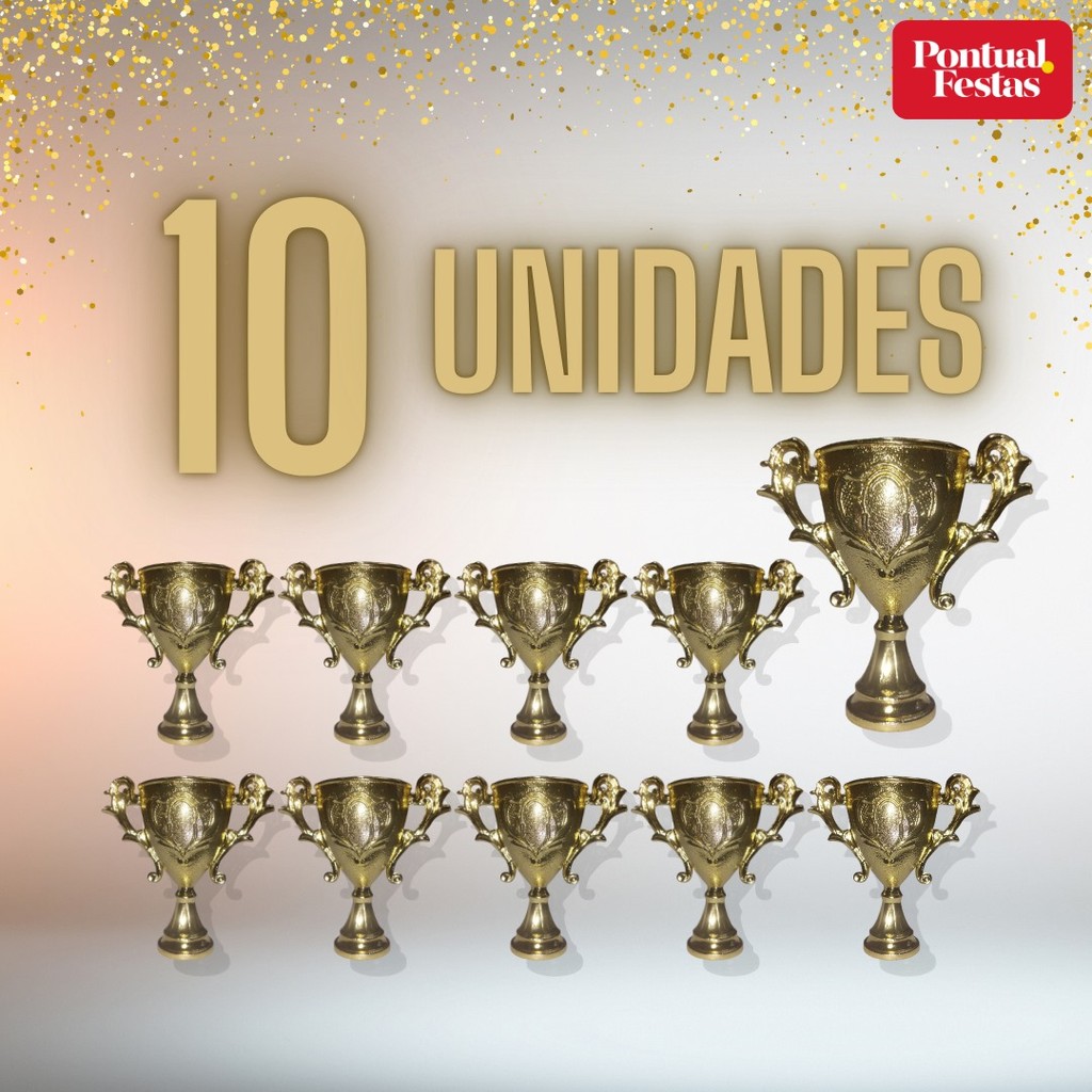 KIT 10 Mini Trofeu Taça de Futebol 10 cm