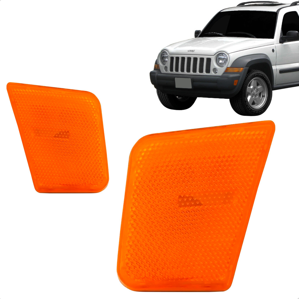 Par Refletor Parachoque Dianteiro Cherokee Sport 2004 2005 2006 2007 Olho De Gato Âmbar