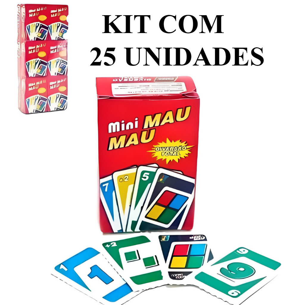 Kit Com 25 UNIDADES Lembrancinha Festa de Aniversario UNO MINI MAU MAU FESTAS LEMBRANCINHAS - 54 CARTAS