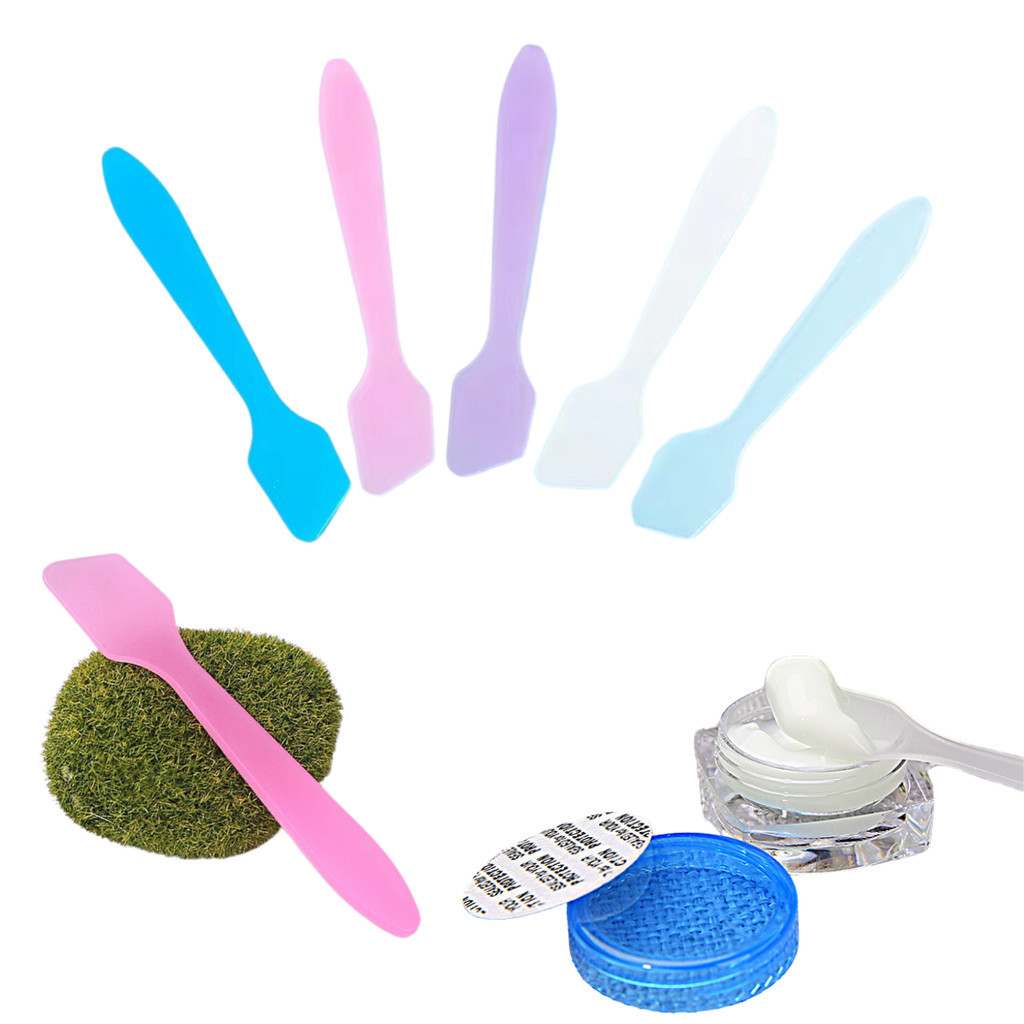5 Mini Espátula Para Creme Facial Skin Care Plástico Descartável Ponta Quadrada