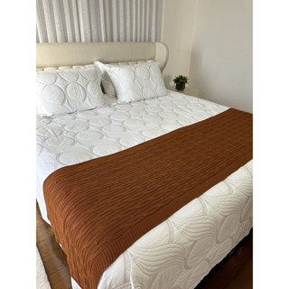Peseira Manta Trico Cama Casal King 260x60cm Trançada em Oferta na Shopee