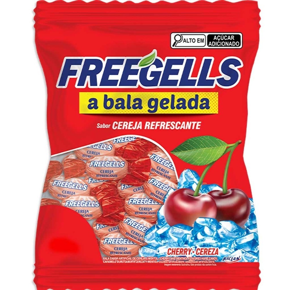 Bala Dura Cereja Refrescante Freegells 475g - Riclan