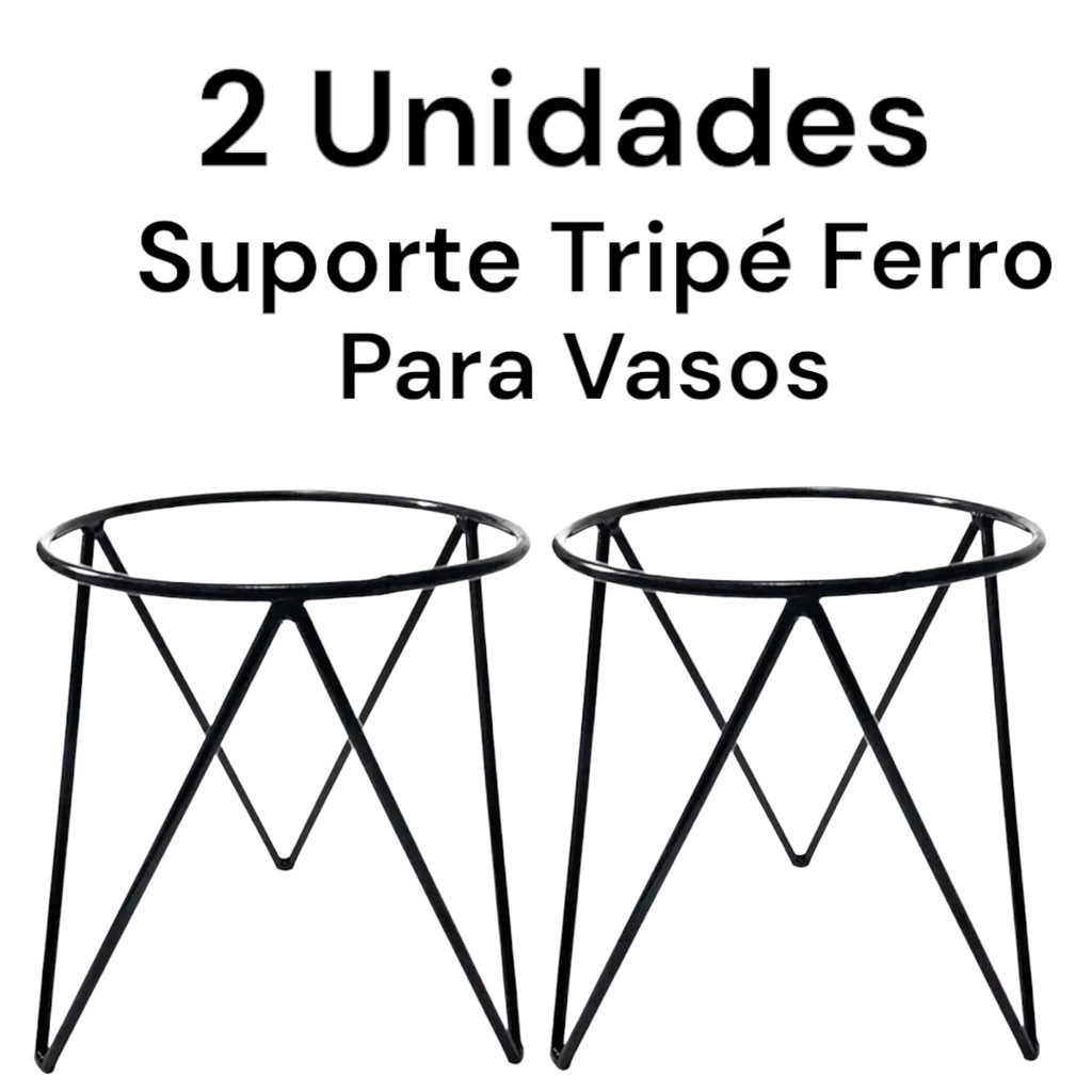 Kit 2 Suporte Tripé Ferro Para Vasos 30x25 envio Já em Oferta na Shopee