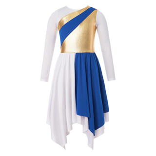 Rswnyirn Miaeowve Crianças Meninas Louvor Vestido De Dança Lírica Manga Longa Vestidos De Desempenho De Adoração Assimét em Oferta na Shopee