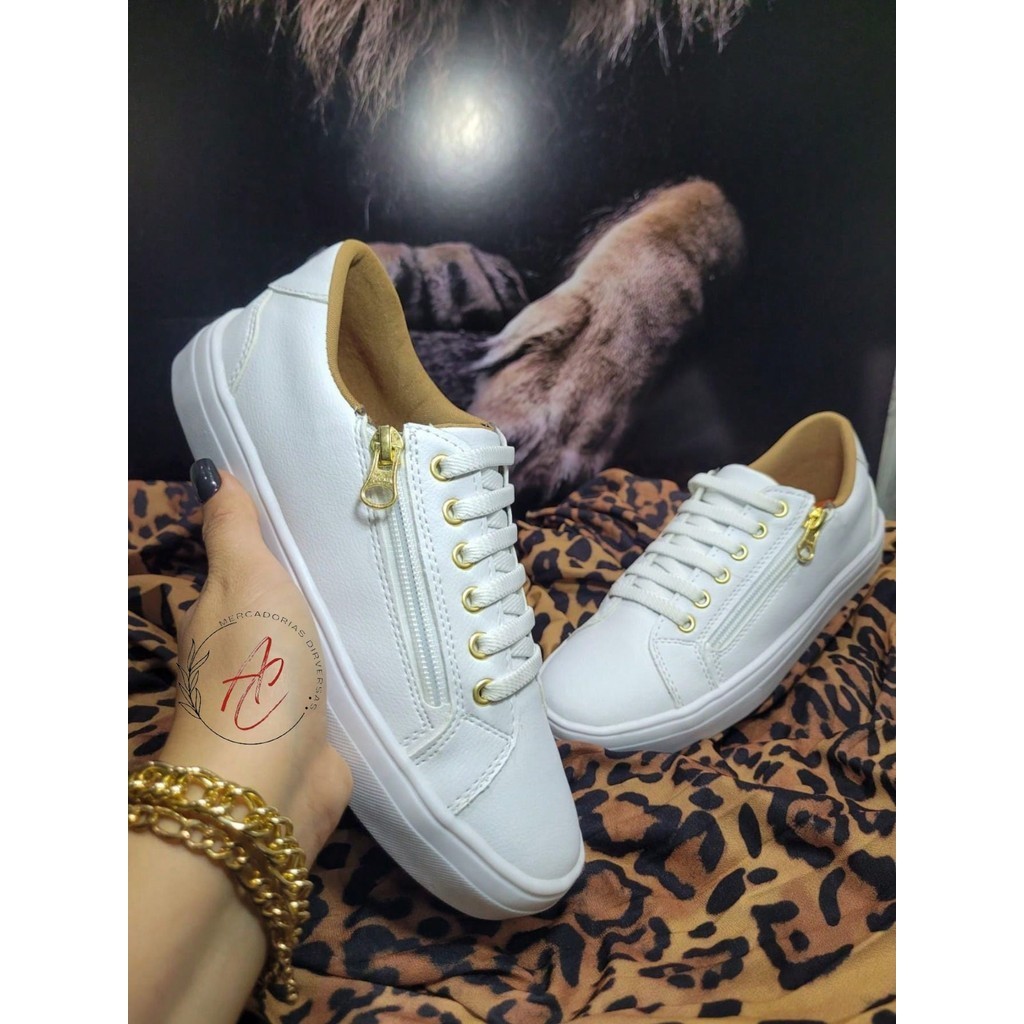 Tênis casual feminino de zíper e elástico tênis sapetenis casual feminino branco, preto, nude  tenis feminino barato