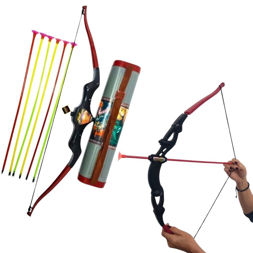 Arco e Flecha Laser Infantil Lançador de Dardos C/ Aljava