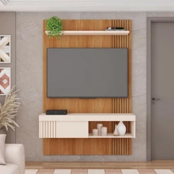 Painel para TV Jade Caemmun 1,20 Freijó/Off White