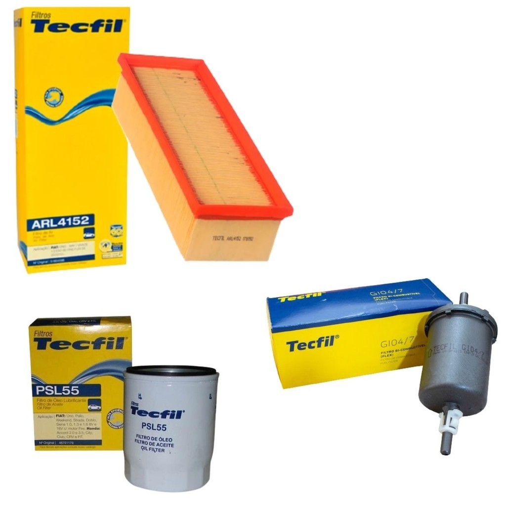 Kit Filtros Fiat Novo Uno Palio Grand Siena Mobi Punto Tecfil motor EVO em Oferta na Shopee