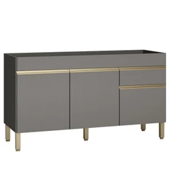 Balcão de Cozinha Para Pia 150 cm 3 Portas e 1 Gaveta Sem Tampo Cinza Gris Line Kits Paraná